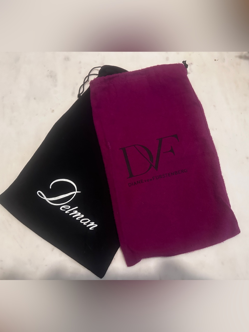 2-Pack of Dust Bags Diane Von Furstenberg Magenta Bag w/ Black Delman Bag